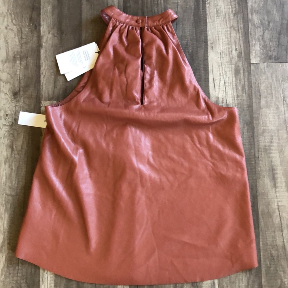 Joie Faux Leather Bonita Halter Tank Top Blouse in Burnt Clay M NEW - Picture 7 of 9